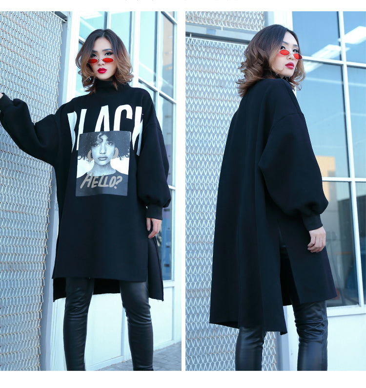 Women Plus Velvet Padded Printed Sweatshirt