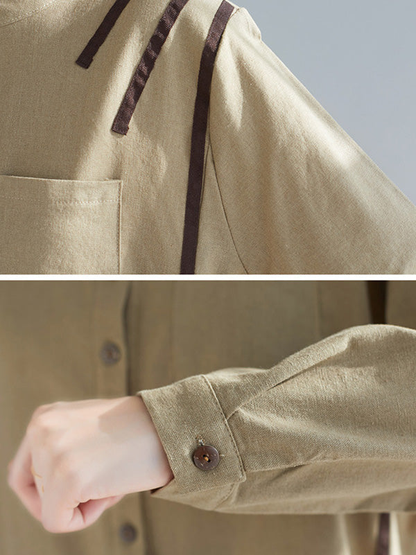 Original Solid Round-Neck Shirt Dress