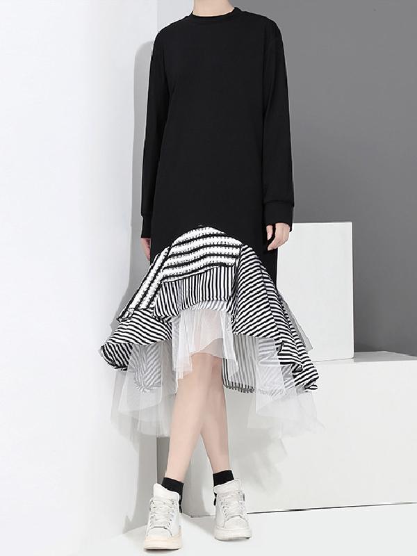 Fashion Chiffon Falbala Midi Dress