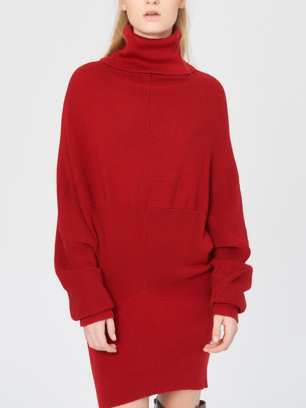 Loose Solid Color Knitted Turtleneck Sweater