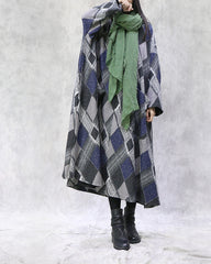 Retro Loose Plaid Hooded Maxi Dress