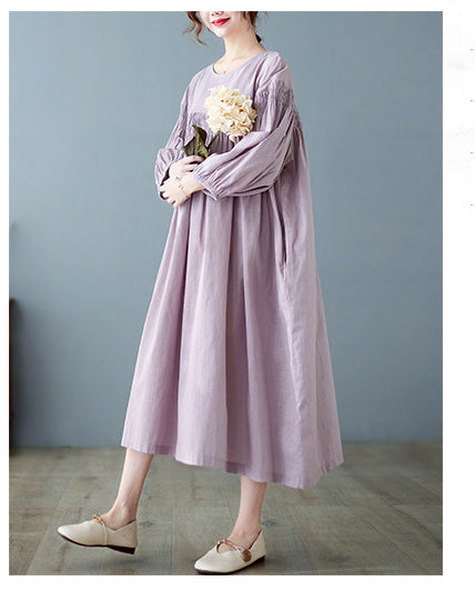 Loose Solid Color Midi Dress