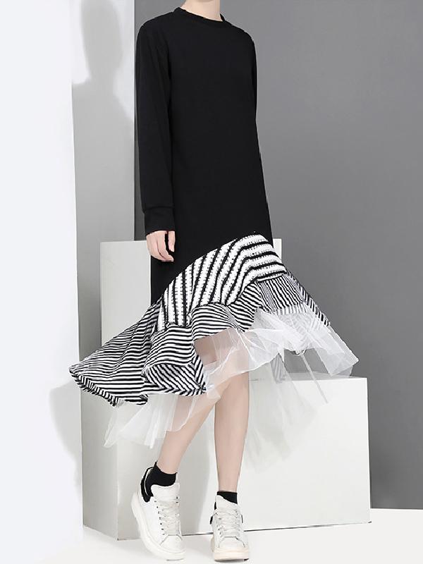 Fashion Chiffon Falbala Midi Dress