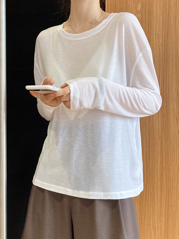Loose Solid Color Split-Back Comfortable Shirts