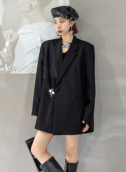 Loose Solid Color Lock Casual Suit Outwear