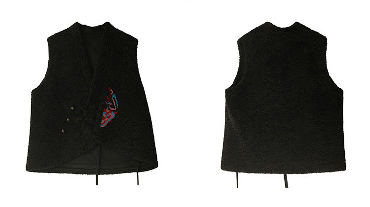 Retro All-Match Embroidered V-Neck Waistcoat