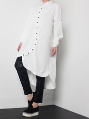 Women Solid Color Personalized Hem Asymmetric Dress