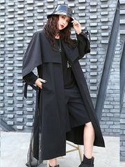 Loose Solid Color Belted Long Outwear