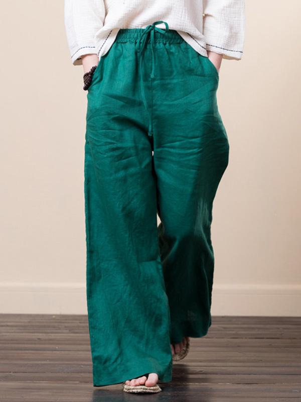 Vintage Linen Drape Wide Leg Pants