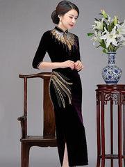 Elegant Paillette Cheongsam Dress