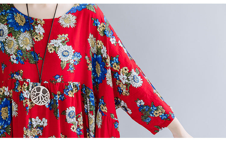 Pastoral Style Floral Print Casual Maxi Dress