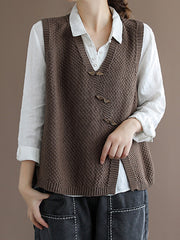 Retro Lapel Button-Down V-Neck Vest