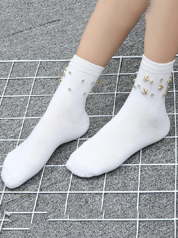 Fashion Star Beads Plain Socks