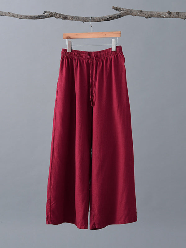 Casual Solid Column Capri-Pants Bottoms