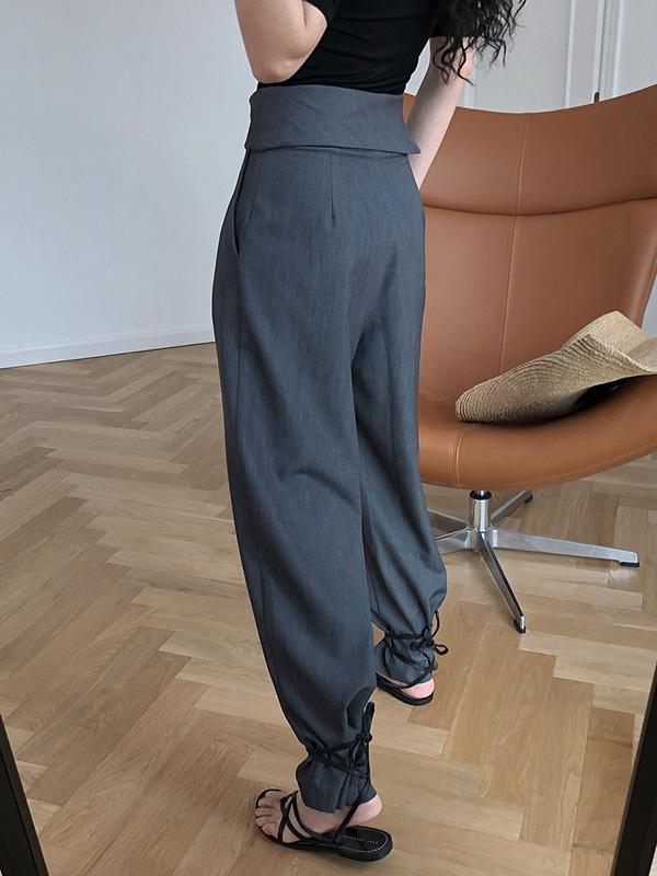 Solid Color Loose Empire Wide Leg Pants