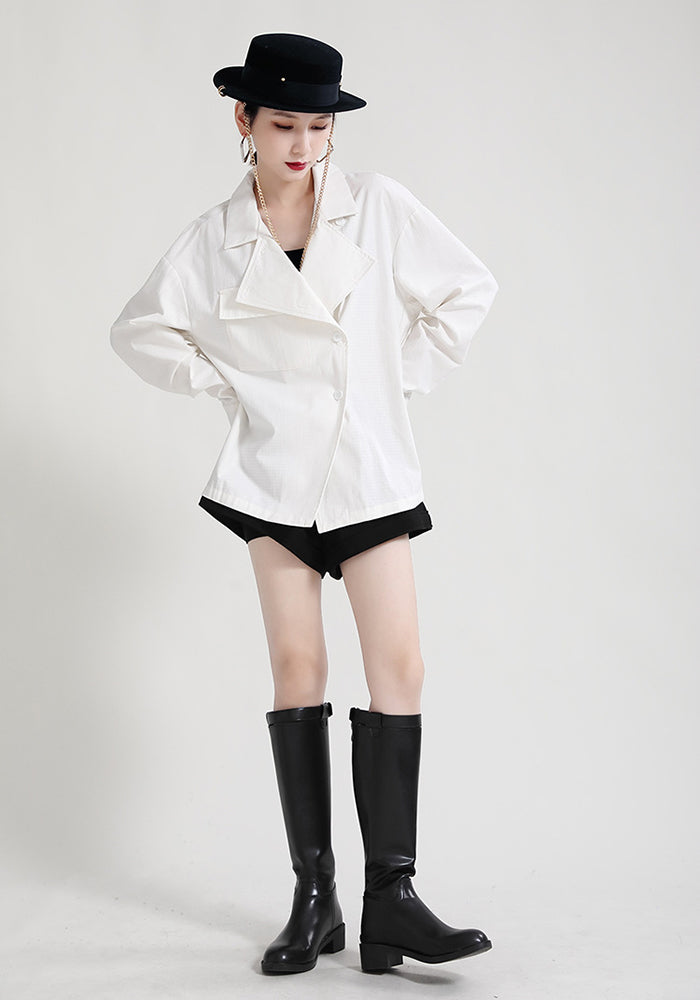 Casual Lapel Collar Irregular Design Long Sleeve Shirt