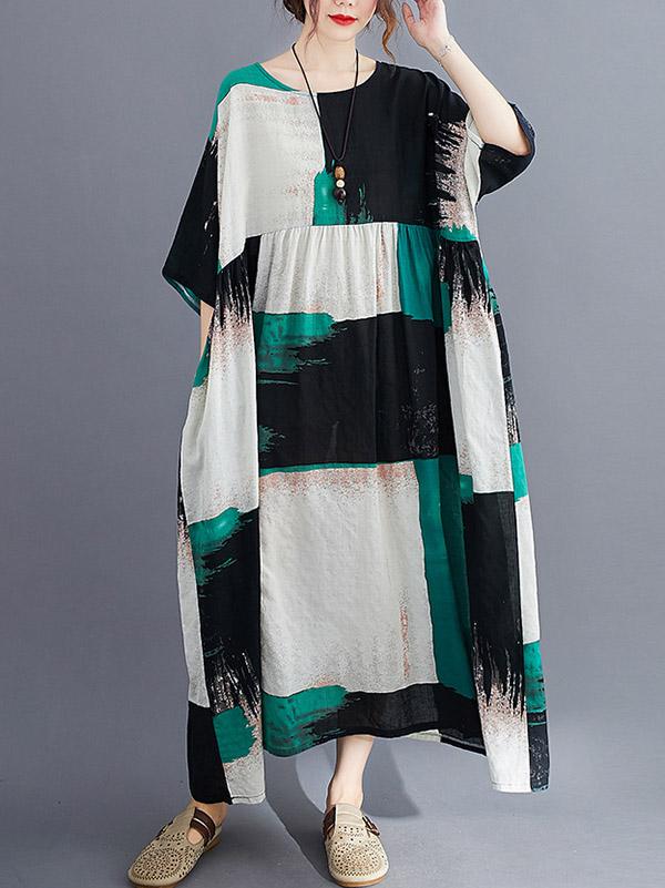 Loose Split-Joint Big-Hem Long Dress