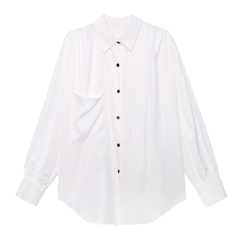 Casual Loose Irregular Solid Color Shirt