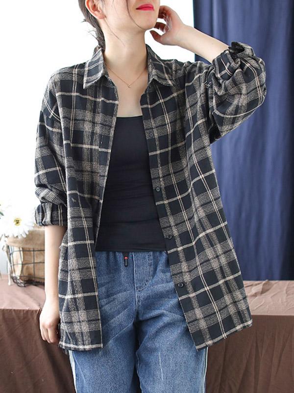 Vintage Plaid Loose Shirt