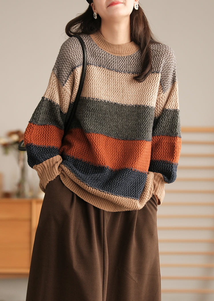 Loose Striped Round Neck Sweater