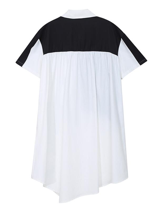 Fashion Split-Joint Irregularity Lapel Shirt Dress