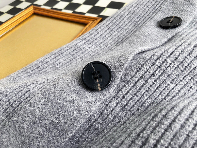 Retro Solid Thicken Knitted Midi Outwear