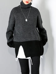 Women High Neck Pullover Casual Sweater