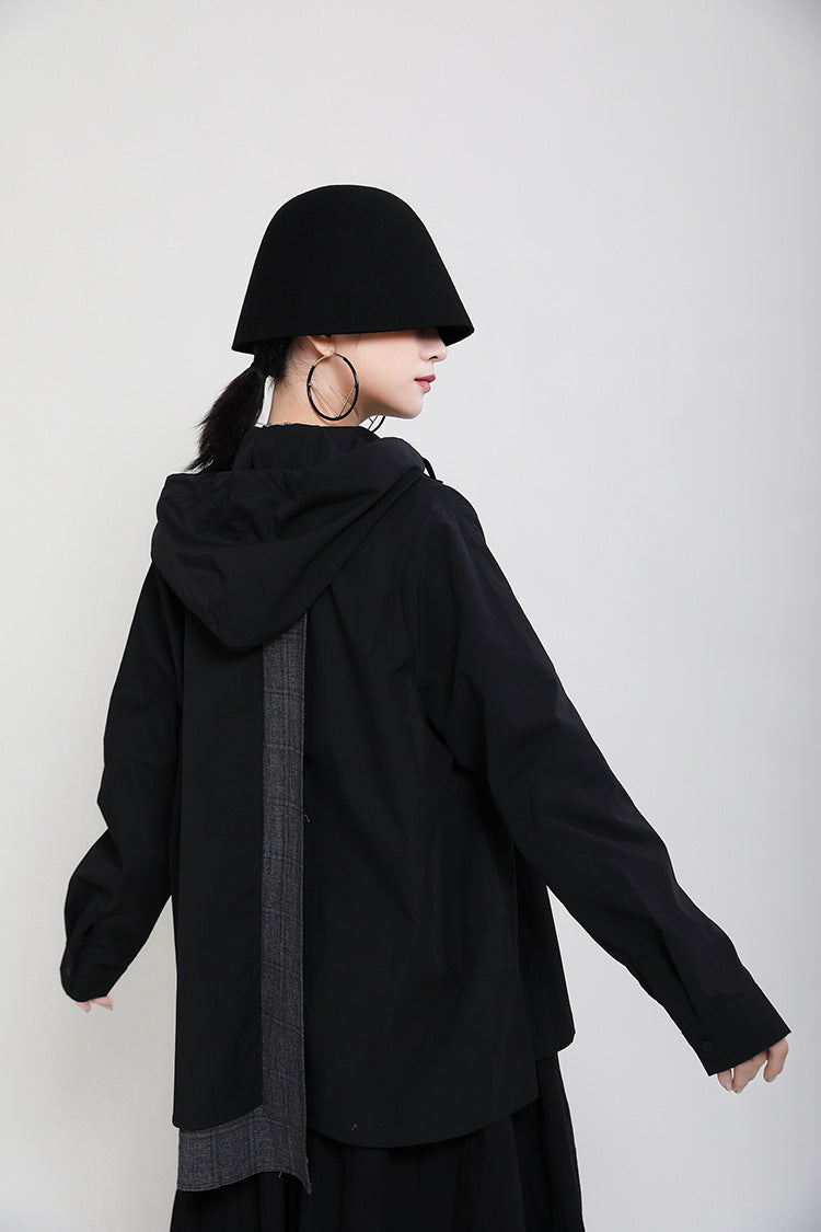 Split-Joint  Cropped  Hooded Coat