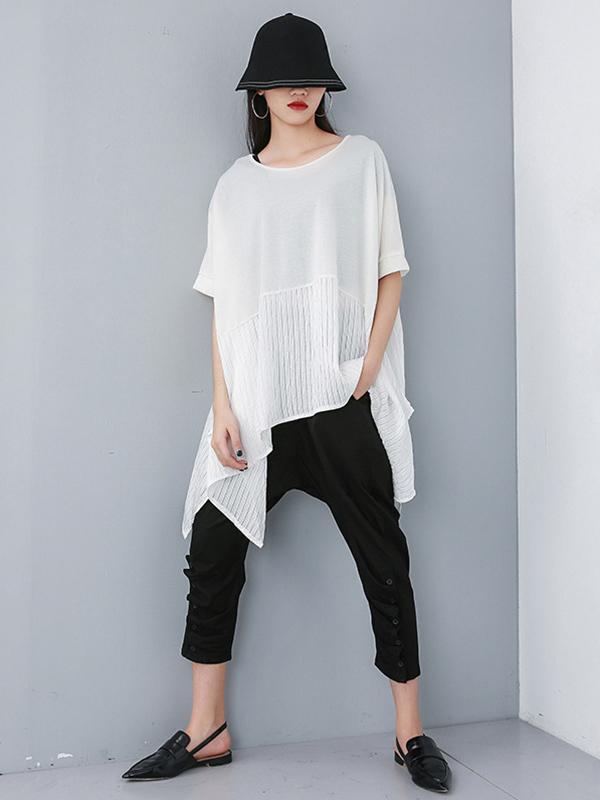 Loose Split-joint Batwing T-shirt