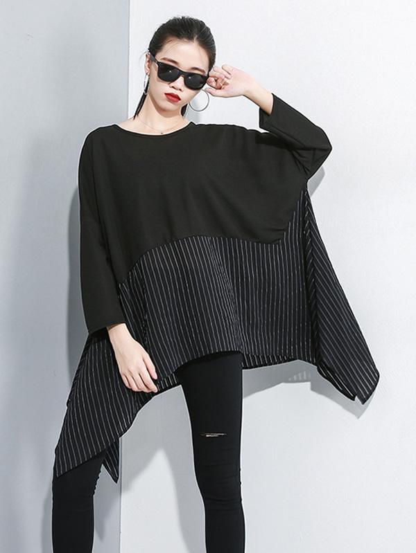 Loose Split-joint Cropped Blouses