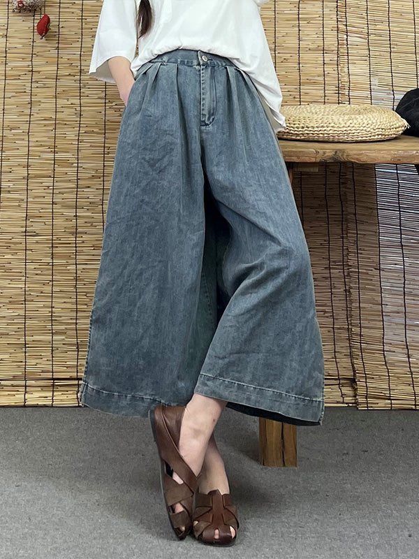 Slit Loose Wide Leg Distressed Casual Pants