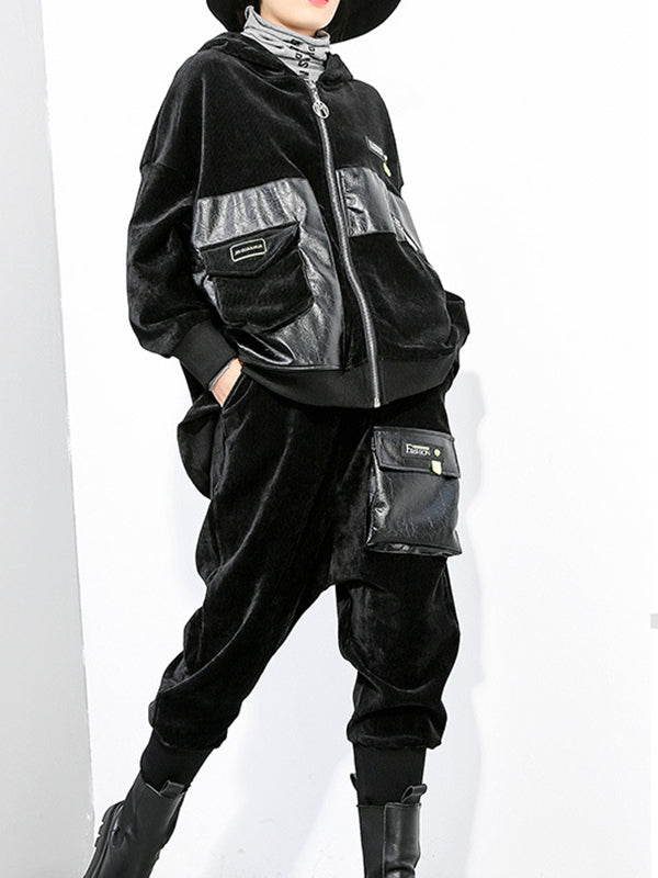 Women Zip Hood Panel Jacket