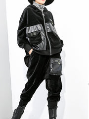Women Zip Hood Panel Jacket