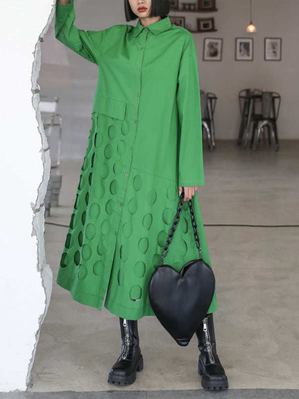 Street Style Loose Casual Broken Design Maxi Dress