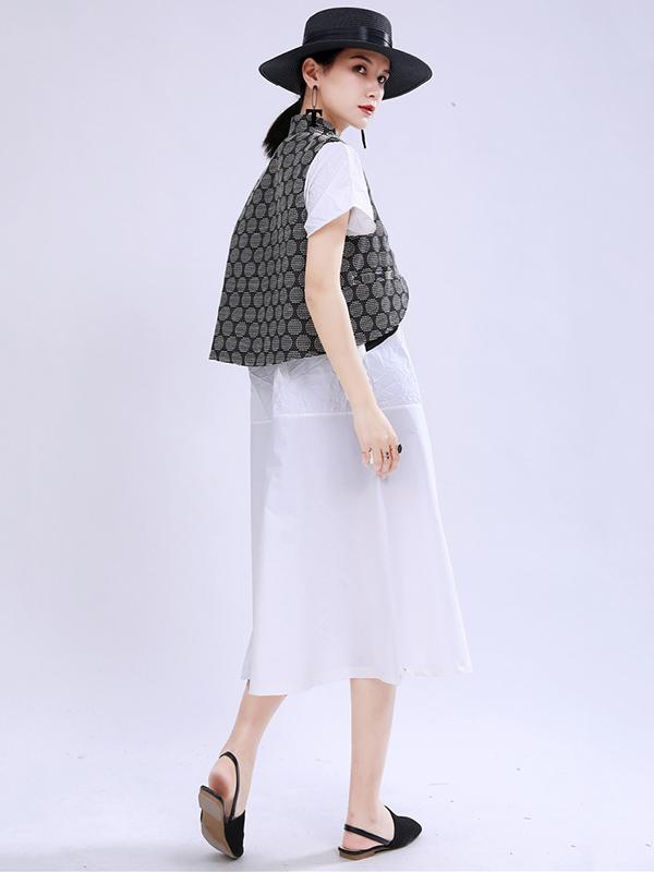 Irregular Split-Joint A Line Button Midi Dress