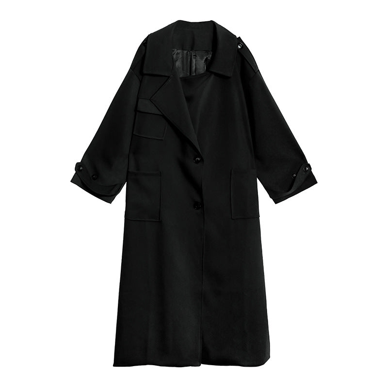 Women Solid Color Lapel Casual Coat