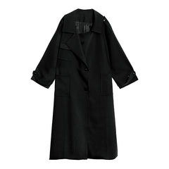 Women Solid Color Lapel Casual Coat