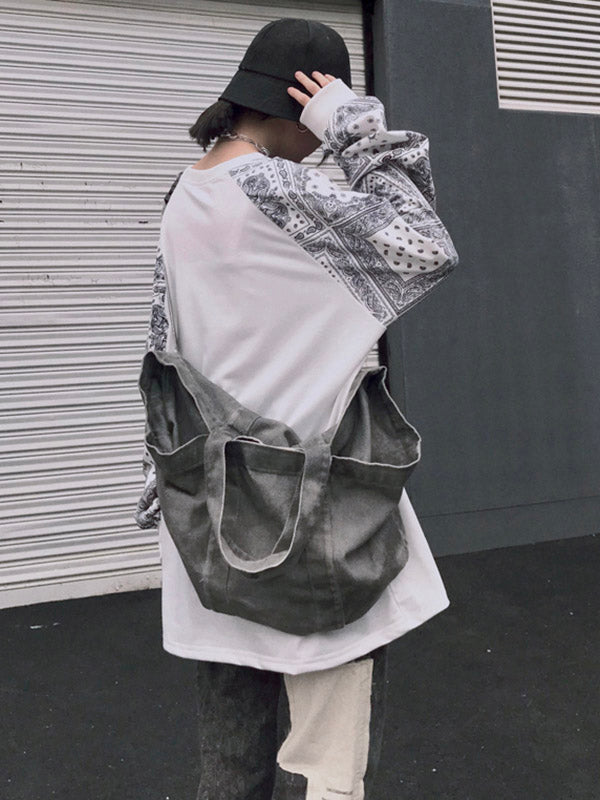Hip-Hop Cashew Flowers Roomy Long Sleeve T-Shirt Tops