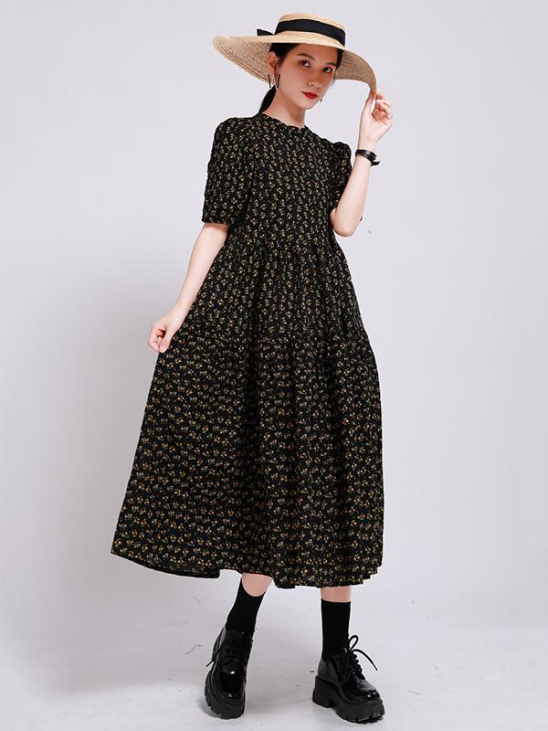 Fashion Floral Bishop Sleeve Dress