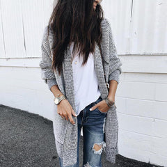 Casual Plaid Woolen Cardigan Outerwear