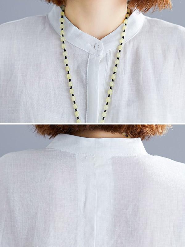Loose Printed Stand-collar Shirt