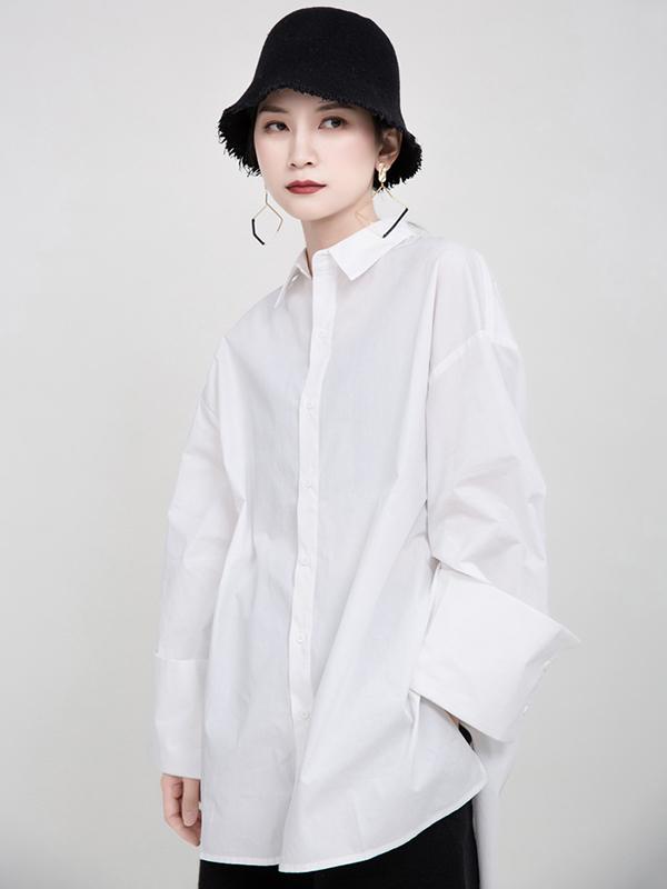 Large Sleeves Loose White Shirt
