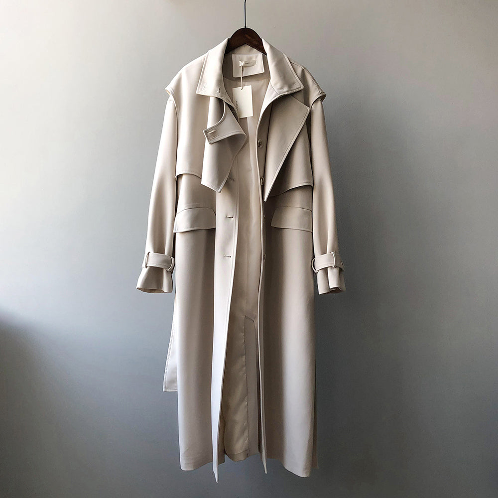 Windbreaker 2-Piece Suit Temperament Loose Belted Jacket