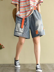 Artistic Hollow Denim Wide Leg Shorts