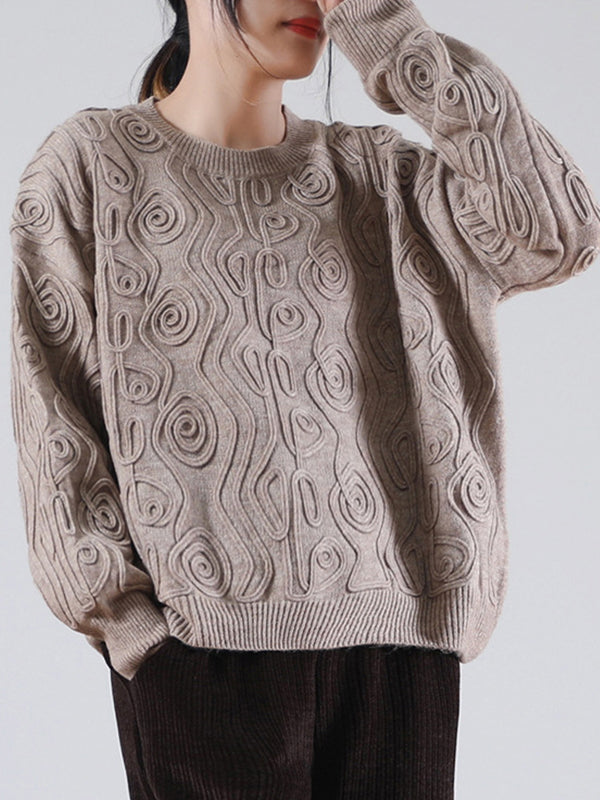 Solid Color Loose Round Neck Sweater