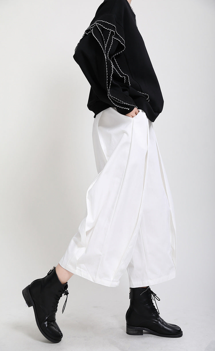 Casual Solid Wide Leg Pants