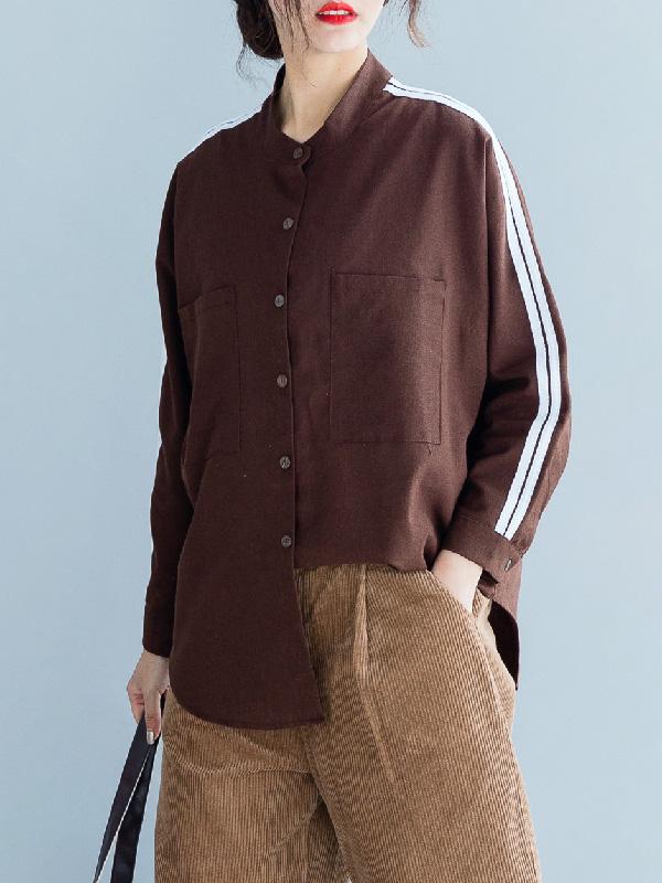 Loose Strip Cropped Shirt