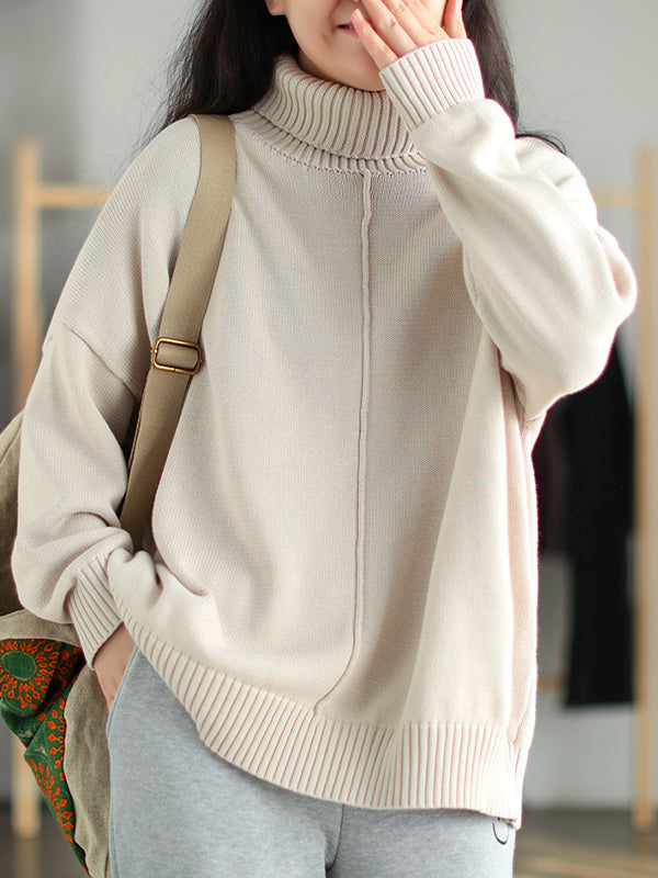 Women Retro Loose Padded Pullover Sweater