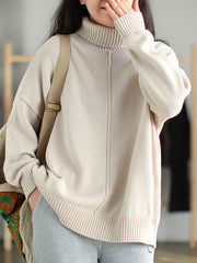 Women Retro Loose Padded Pullover Sweater