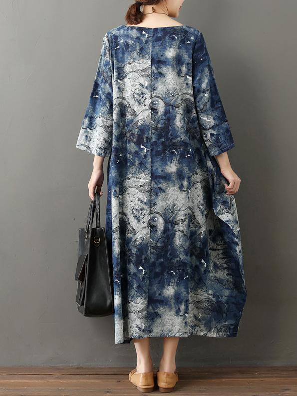 Comfortable Tie and dye Cotton Long Dress